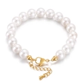 Elegantes Perlenarmband mit goldenen Elementen und verstellbarem Verschluss auf Weiß - 8mm Stil (KB155290-Z)