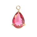 Pear-shaped red zircon birthstone pendant in gold-plated stainless steel three-claw setting - Steel Color Setting / 18 Rose Red Glass