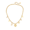 Collar de corazón dorado con dijes de aves y colgante de elefante esmaltado - Estilo Corazón y Pájaro(3#)