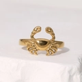 Anello aperto a granchio in oro lucido in acciaio inossidabile dal design realistico - Oro