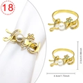 Golden LOVE napkin ring with inlaid pearls and rhinestone flower for table decor - Golden LOVE Pearl Rhinestone
