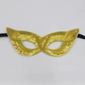 Gouden pailletten masker voor feest, glinsterend oogmasker met zwarte band voor evenement. - Pailletten-goud