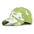 Tie-dye baseball cap in grass green with white splash ink artistic print design - Adjustable / Tie-Dye Green