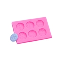 Molde de silicona rosa de seis cavidades para botones redondos con muestra azul - 1#Redondo / Rosa