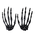 Detailed pair of realistic black plastic skeleton hands for Halloween spooky decor - Black Skeleton Hands (Pair) / 15.5x9cm