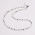 Detailed view of vintage pearl necklace with silver beads and adjustable metal clasp - Silver Color Necklace (5mm)