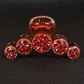 Elegante pinza per capelli dorata con strass rossi scintillanti dal design curvo - Mix Oro e Rosso