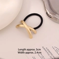Matte gold X-shaped metal hair tie with thick black elastic band for minimalist styling - X-shaped Kc Gold