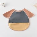 Waterproof baby bib smock with pink sleeves and dark grey body with yellow pocket - Shawl - Gray And Copper Color Block / One Size