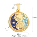 20mm Enamel Sun Moon and Star Celestial Compass Charm with Gold Plated Alloy Frame - Light Blue Enamel Star Moon