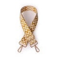 Bohemian style woven shoulder strap with yellow geometric wave pattern and gold hooks - 1003 Geometric Yellow White