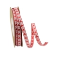 Pink ribbon with red heart patterns for Valentine gift wrapping on cardboard spool - Style 1-Pink Base Red Continuous Heart-6mmx10m