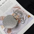 Elegant silver heart-shaped clutch bag with crystal rhinestones and metal chain strap - Silver Heart Small Rhinestone