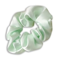 Mint green oversized satin scrunchie with a glossy silk texture and elastic inner band - Mint Green