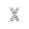 10mm silver alloy rhinestone letter X charm for DIY pet collars and jewelry making - 10mm / Letter X with Rhinestone