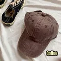 Casquette de baseball en coton délavé marron café au design vintage à six panneaux - Style Adulte (54-59cm) / café