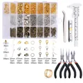 DIY jewelry making kit with 24-grid organizer, tools, and mixed metallic alloy accessories - Set 2