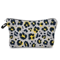 Detail of 3D leopard print makeup bag with smooth black zipper and textile handle loop - 52166