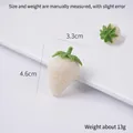 Realistic white PVC artificial strawberry model with dimensions and weight specs - Light Leaf White Strawberry (No Buckle)