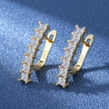 S925 silver gold-plated hoop earrings featuring elegant square-cut zircon stones - Gold