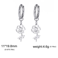 Silver stainless steel hollow flower drop earrings, size 11x19.8mm, weighing 4.6g - Cosmos