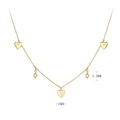 Detailed view of gold necklace with 6mm heart and 5.5mm diamond-shaped pendants - Gold Plated Style (40+5mm)