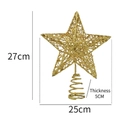 27cm Gold glitter star Christmas tree topper with dimensions and spiral base - 25cm / Gold
