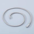 Silver stainless steel box chain necklace with square links and secure clasp - Model A Matte Steel Color