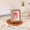 Retro wood frame with red card showing Jin Bang Ti Ming and cartoon scholar figure - 3 Inch (8.2*10.6cm) / Light Walnut
