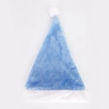 Detailed close-up showing soft blue plush texture and white faux fur trim of a Christmas hat - Lake Blue