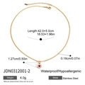 Gold stainless steel snake chain necklace with red round zircon pendant, 42cm length - Red Enamel Red Round Pendant (JDN0312001-2)