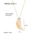 18K gold plated angel wing pendant necklace with white crystals and length details - Gold Angel Wing (NMSN-A152-1)
