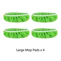 Set of 4 large reusable green microfiber mop replacement pads for flat spray mops - Large Polar Fleece Style / Green