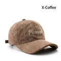 Vintage dark brown corduroy baseball cap with Mississippi embroidery detail - Brown