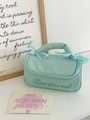 Portable mint green ballet-style makeup bag with ribbon bows and embroidered handle - Small / Mint Green