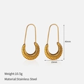 Golden spiral twisted stainless steel hoop earrings in 18K gold plated minimalist style - Gold Slim Hook Spiral Earrings