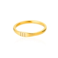 Macro shot of minimalist gold stainless steel ring featuring 111 angel number engraving - US 10 / 111