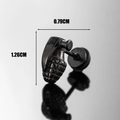 Black grenade-shaped stainless steel stud earring with matte finish and grid texture - Grenade Shape (S275)