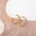 Modern twisted C-shape hoop earrings in golden and lavender enamel finish for women - Gold (E00288-12)