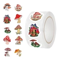 Roll of mushroom cartoon reward stickers with diverse colorful illustrated designs - Jjt016 Mushroom (10 Pictures 500 Stickers/roll)