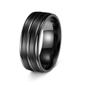 Black 8mm stainless steel ring for men with triple polished grooves and brushed finish - US 5 / Black