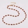 Golden stainless steel heart necklace with red glitter charms and adjustable chain - Red