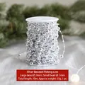 10m silver beaded chain roll with 8mm and 3mm beads for Christmas tree decoration - 10m/8mm+3mm / Silver