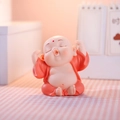 Cute resin monk bobblehead figurine in orange robe with a yawning pose for car decor - Stretching Pose (Small Red)