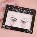 Pink butterfly face rhinestone stickers on black party joy display card for music festivals - HF-158-Pink Iridescent Butterfly Star Style