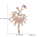 Rose gold ballet dancer brooch with colorful crystals and size dimension lines - Rose Gold Hollow Colorful Flower
