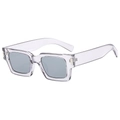 Modern square transparent sunglasses with blue-gray lenses and sleek silver rivets - Grey Frame White Mercury