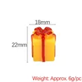 Miniatuur kerstcadeau van hars in geel met rode strik, 18x22mm DIY decoratie - Nr. 2 Gele Cadeauverpakking