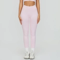 Seamless light pink high-waisted yoga leggings with a V-shape slimming athletic fit - Sakura Pink