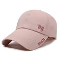 Rosafarbene schnelltrocknende Baseballkappe mit NY-Stickerei und verlängerter Krempe für Outdoor - Verstellbar / Rosa